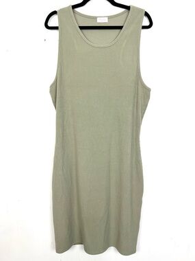 Pink Lily Fitted Ribbed Dress Sage Green‎ Sleeveless Bodycon 3XL XXXL